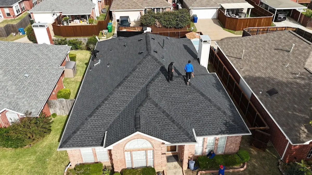 Slate & Tile Roof Repair work in progress on a El Reno property